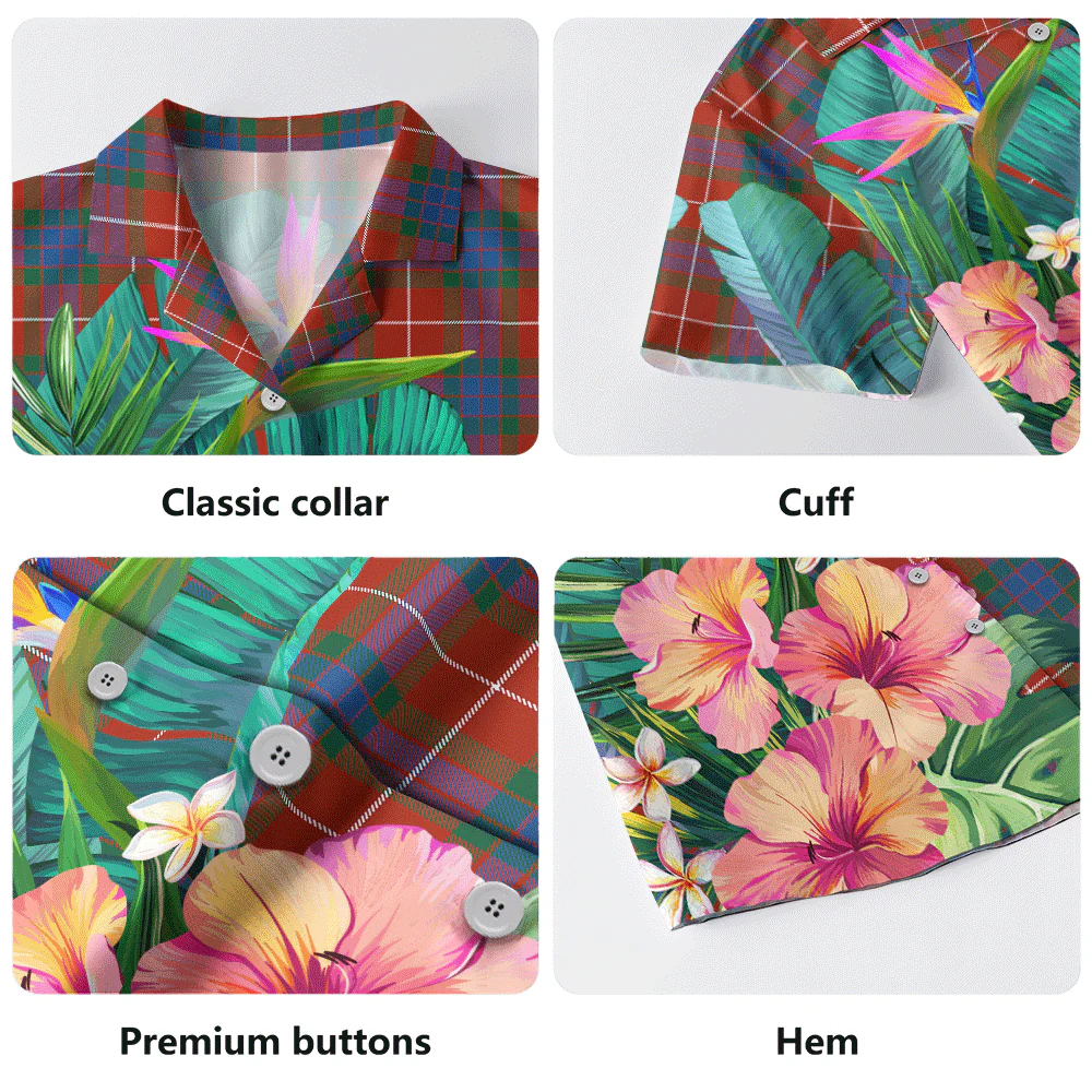 Scottish Fraser Ancient Clan Badge Tartan Hawaiian Shirt Bouquet Tropical Style - Image 5