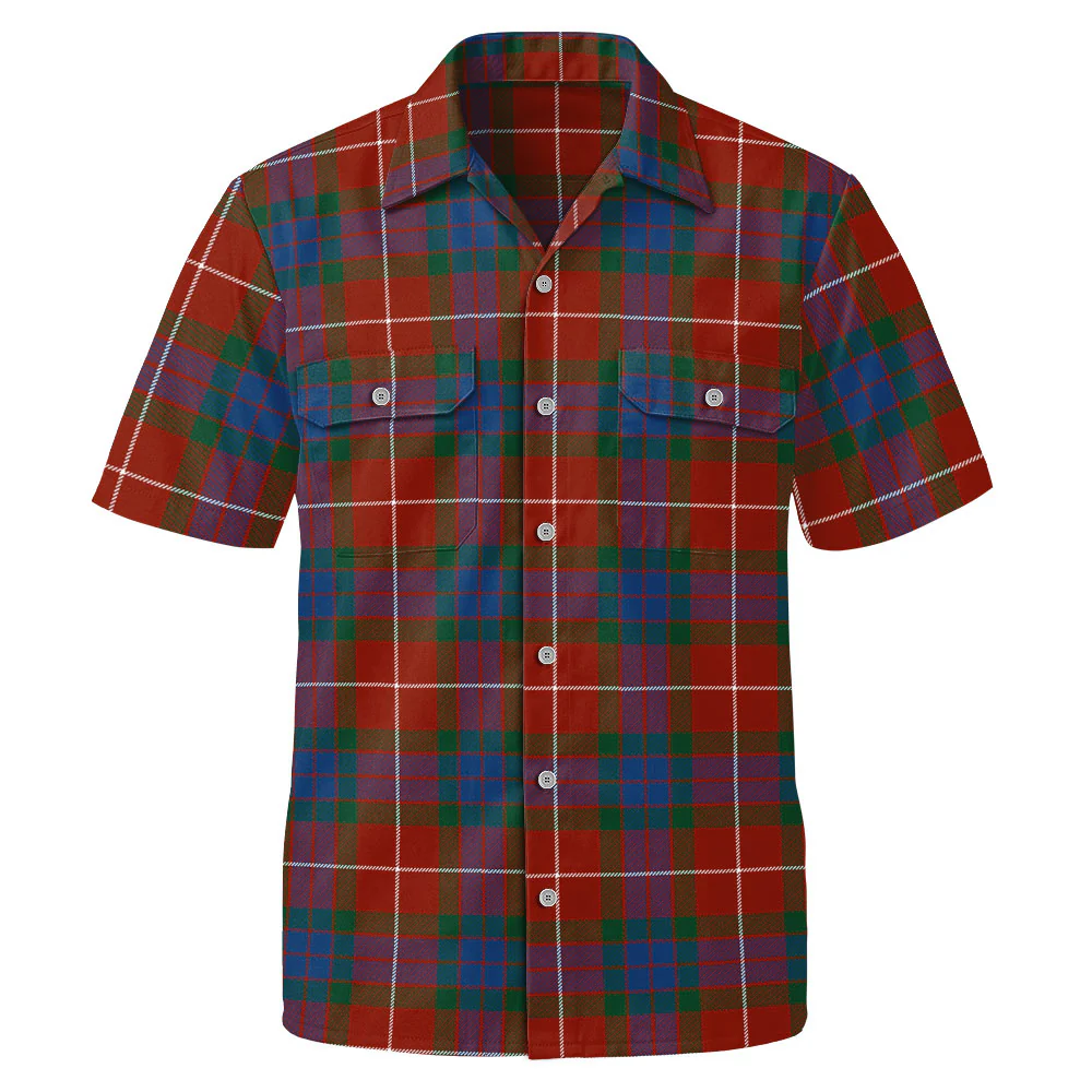Scottish Fraser Ancient Clan Badge Tartan Short Sleeve Work Shirt