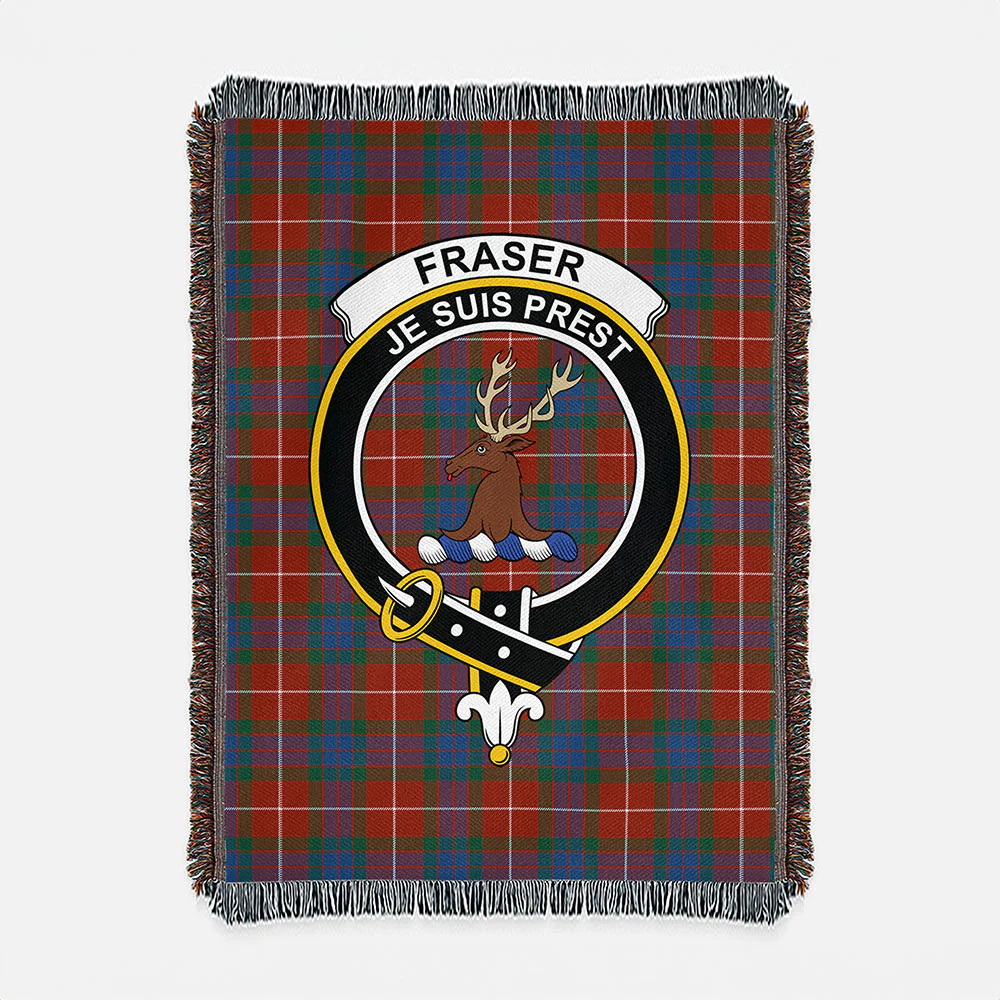 Scottish Fraser Ancient Clan Badge Tartan Woven Blanket - Image 2