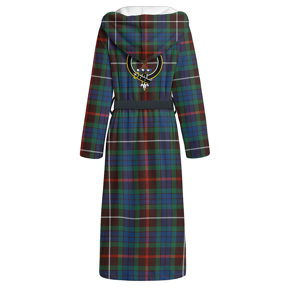 Scottish Fraser Hunting Ancient Clan Badge Tartan Flannel Hooded Bathrobe - Image 3