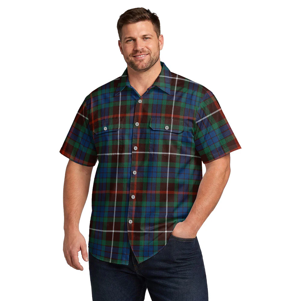 Scottish Fraser Hunting Ancient Clan Badge Tartan Short Sleeve Work Shirt - Image 4