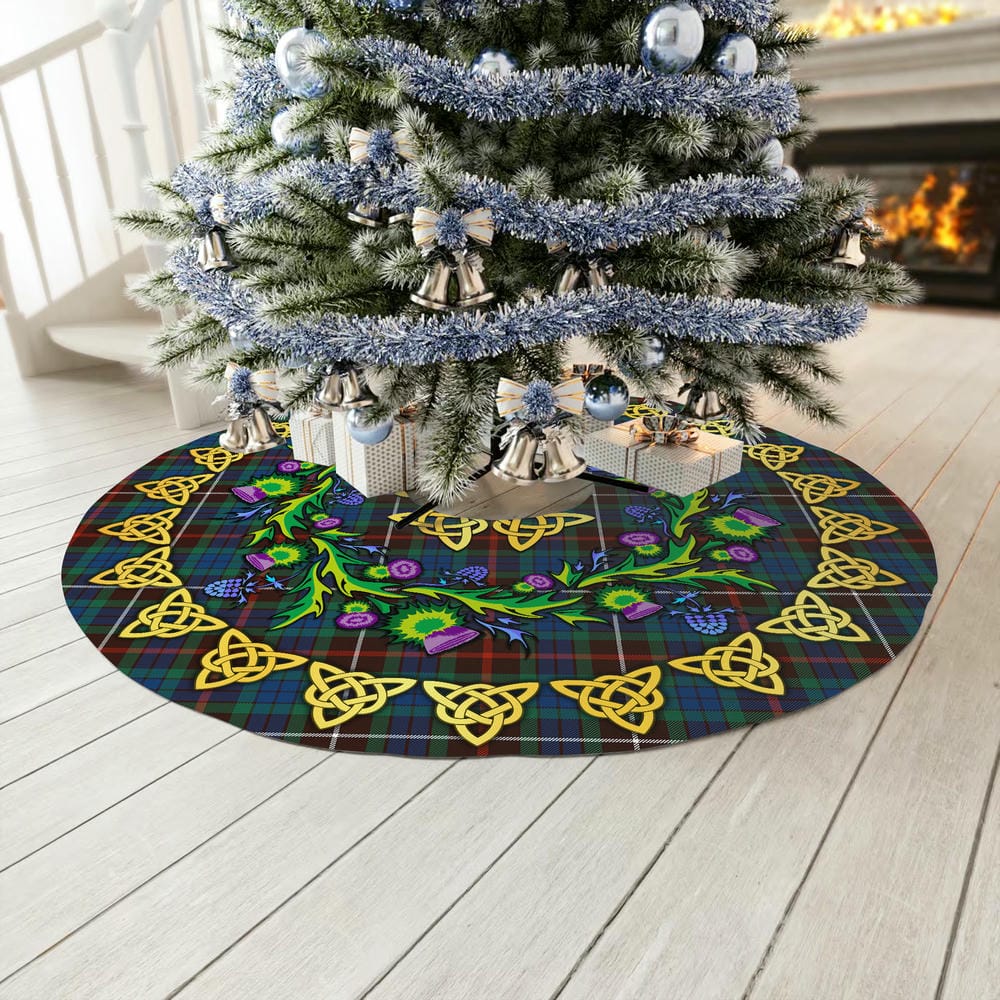 Scottish Fraser Hunting Ancient Tartan Thistle Celtic Knot Christmas Tree Skirt - Image 3