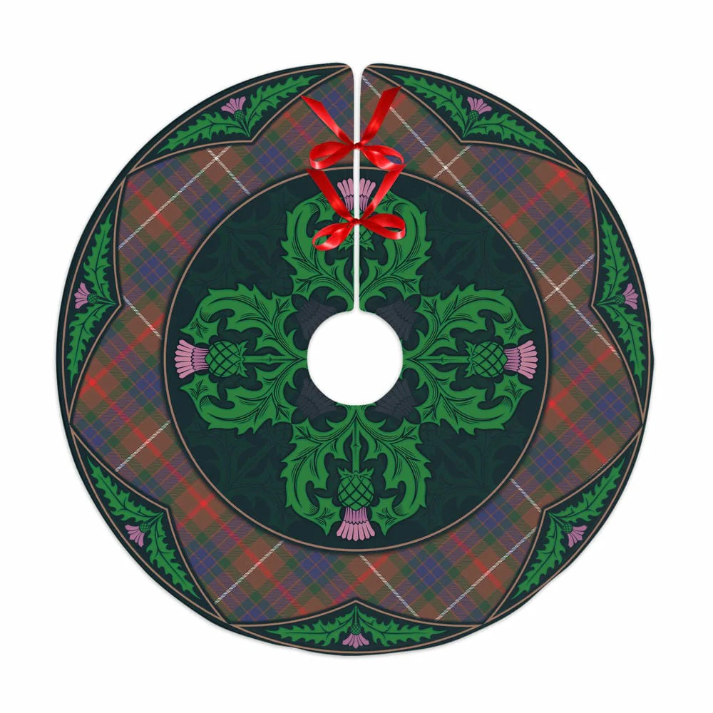 Scottish Fraser Hunting Modern Tartan Christmas Tree Skirt Old Scottish Thistle Flower