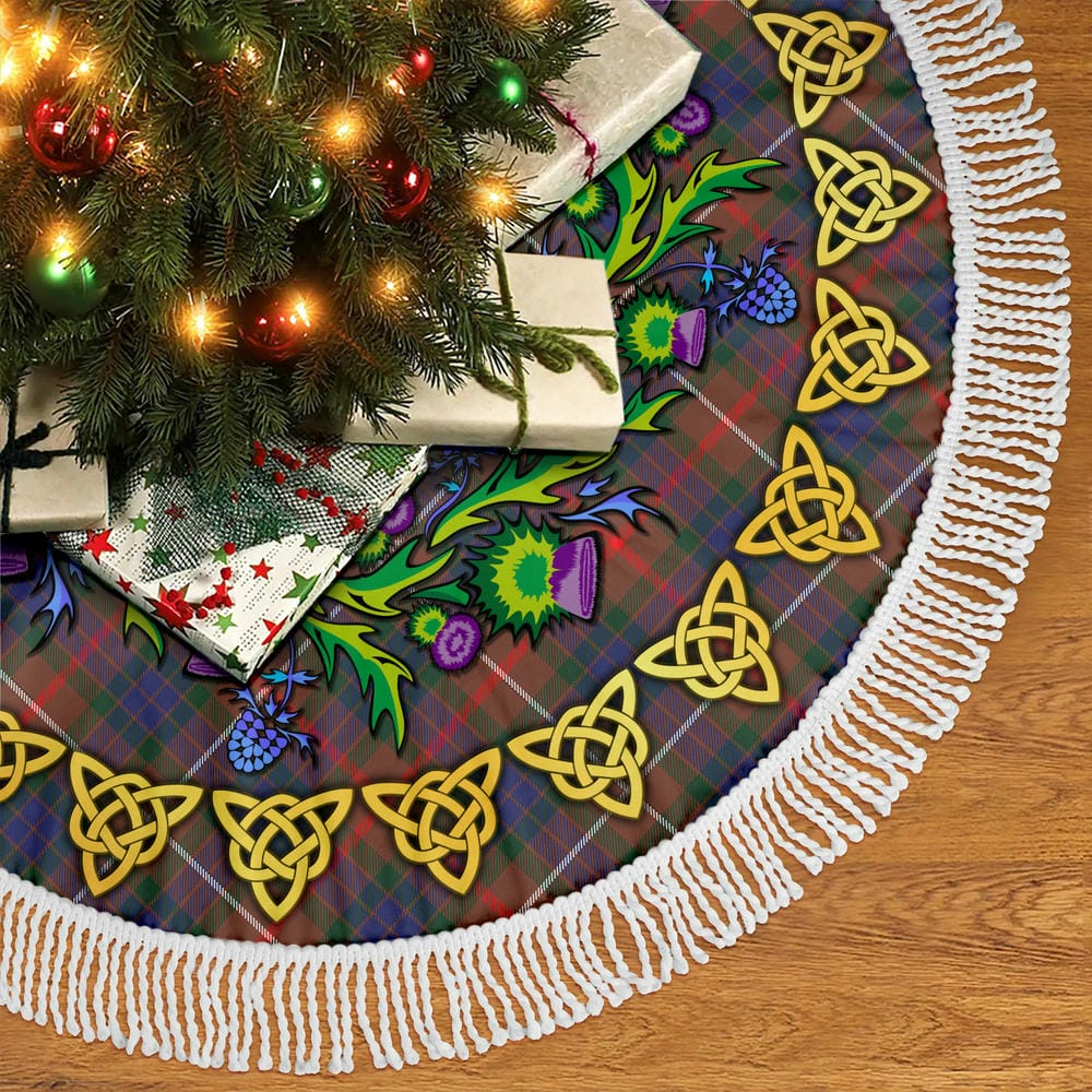 Scottish Fraser Hunting Modern Tartan Thistle Celtic Knot Christmas Tree Skirt - Image 5