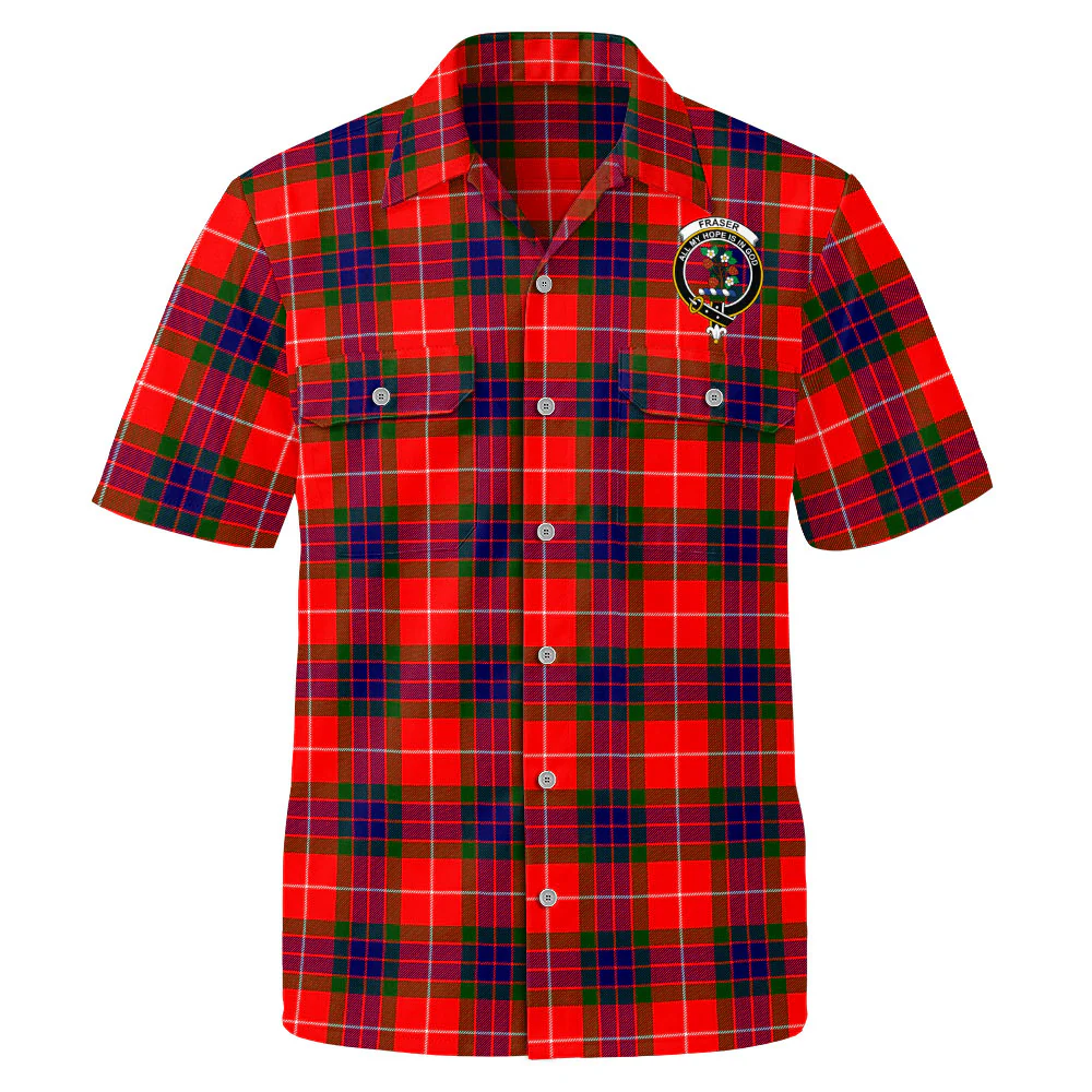 Scottish Fraser Modern Clan Badge Tartan Short Sleeve Work Shirt - Image 2