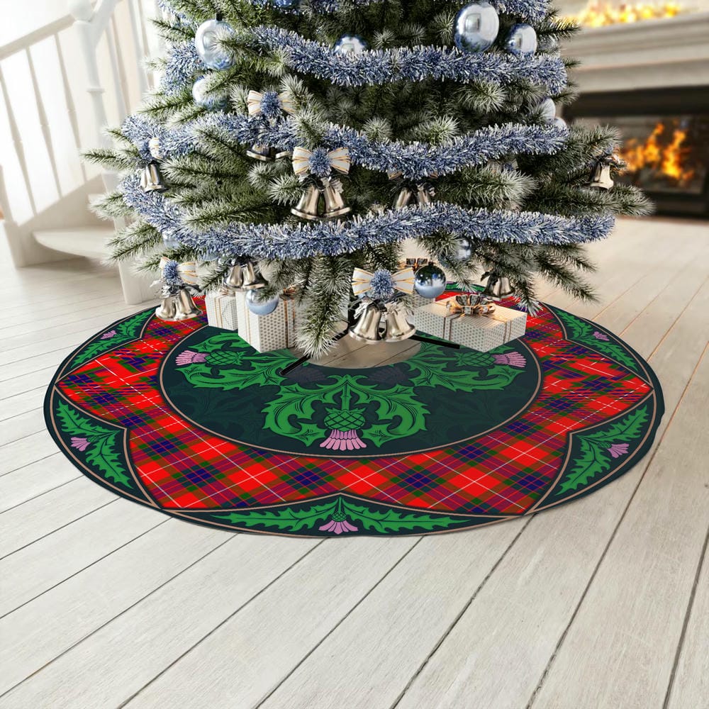 Scottish Fraser Modern Tartan Christmas Tree Skirt Old Scottish Thistle Flower - Image 3