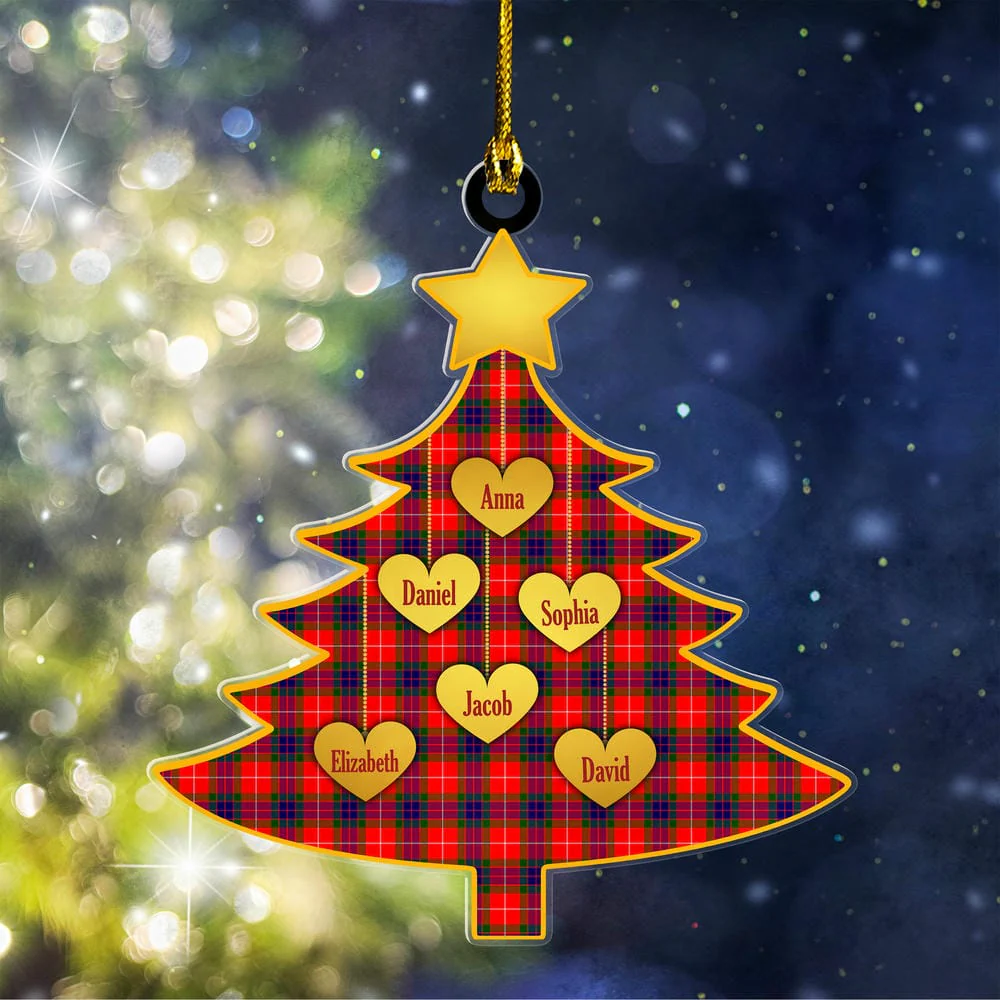 Scottish Fraser Modern Tartan Ornament Custom Family Christmas Tree
