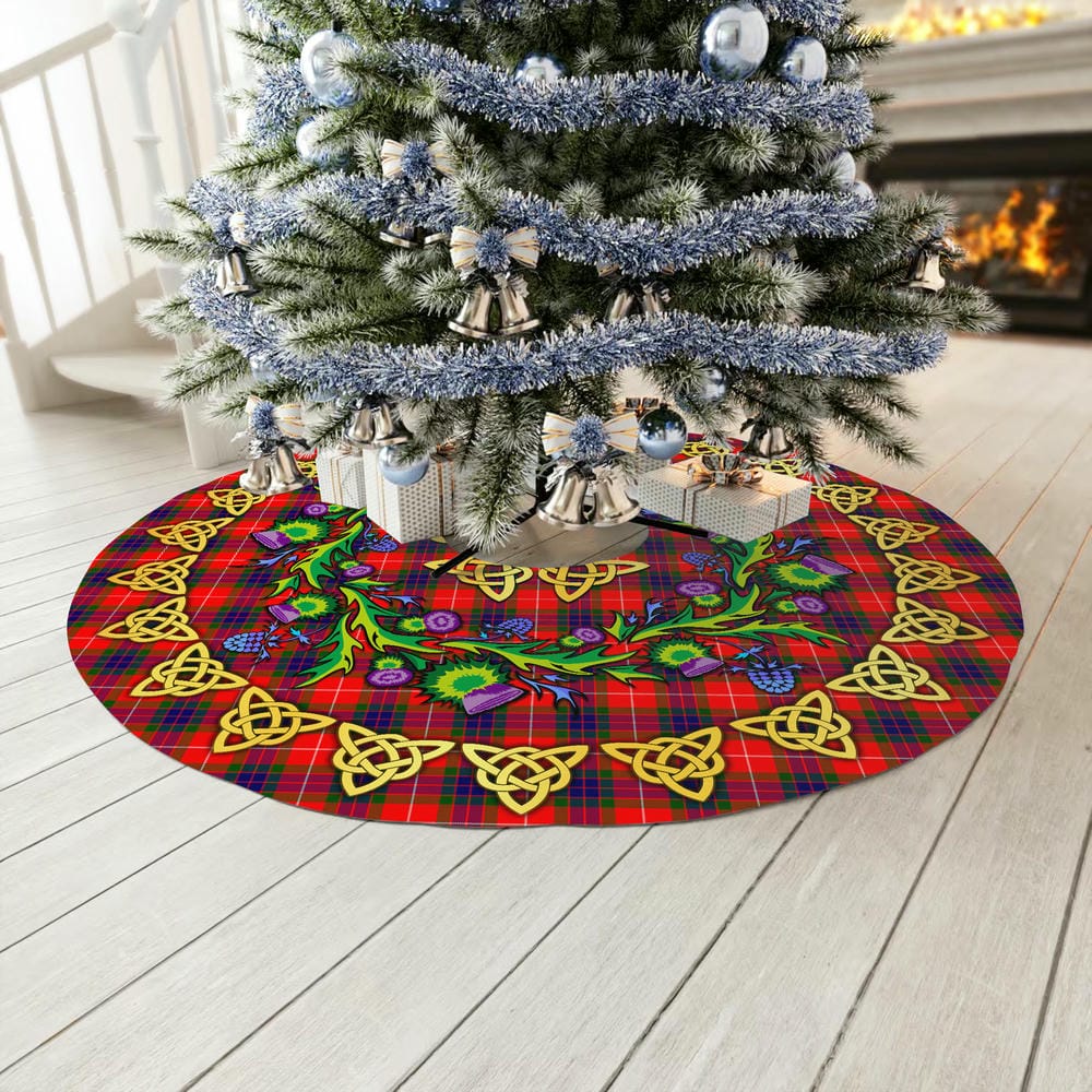 Scottish Fraser Modern Tartan Thistle Celtic Knot Christmas Tree Skirt - Image 3