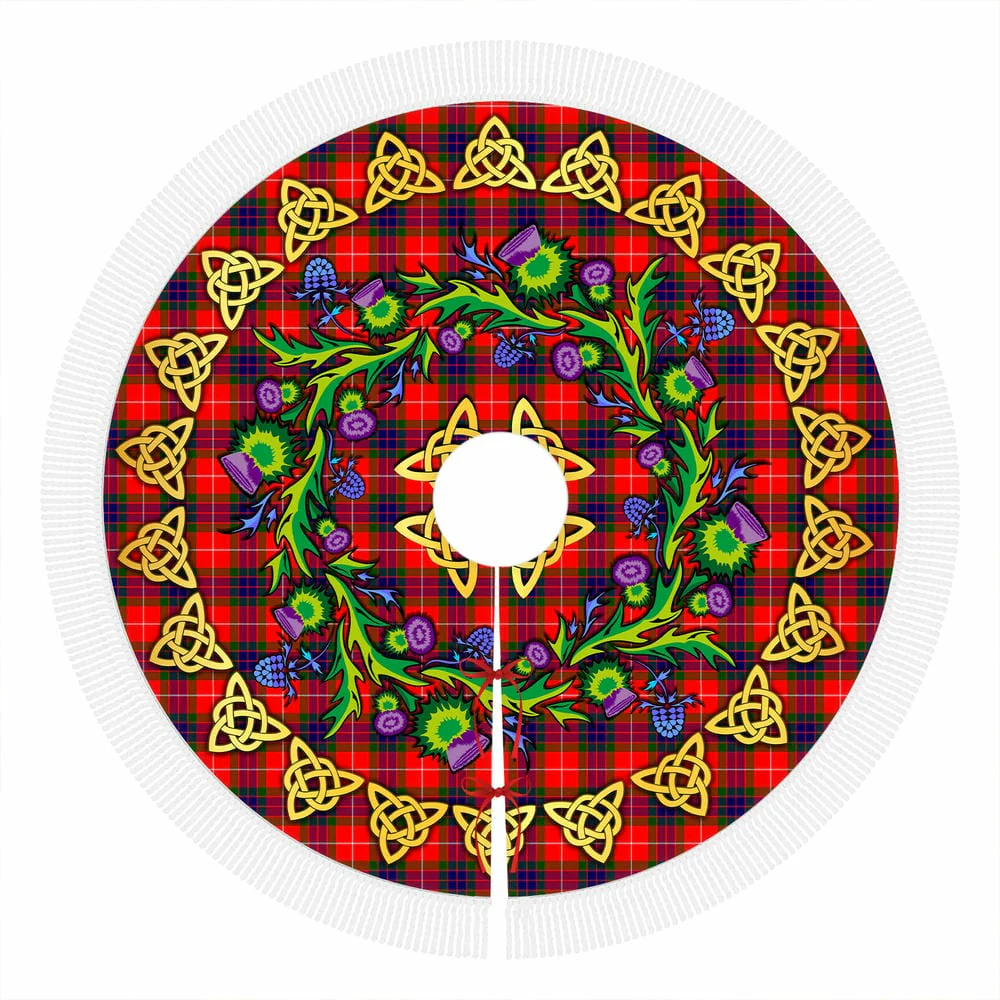Scottish Fraser Modern Tartan Thistle Celtic Knot Christmas Tree Skirt - Image 4