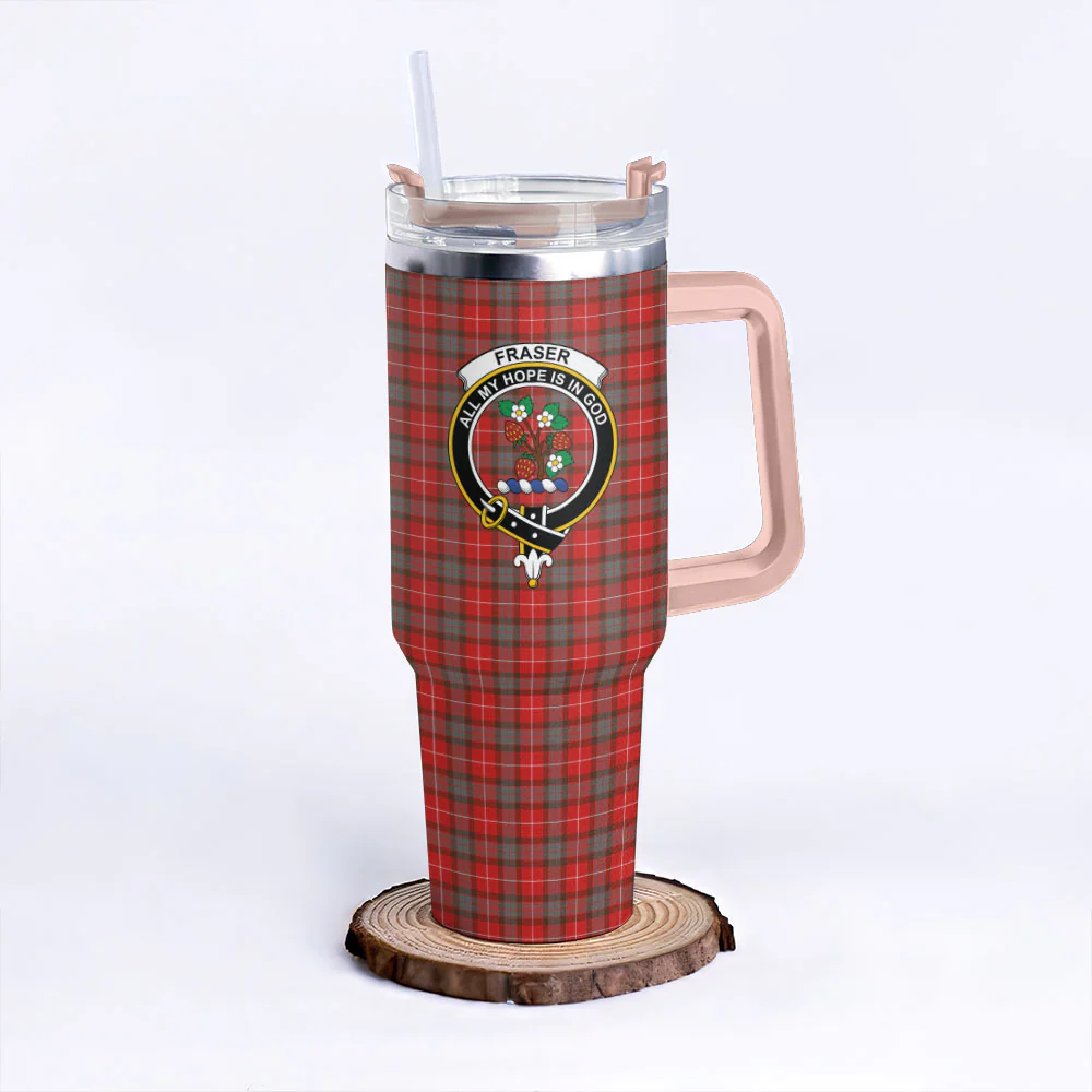 Scottish Fraser Weathered Clan Badge Tartan 40oz Tumbler - Image 4