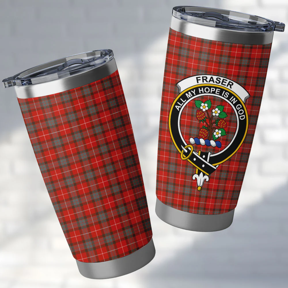 Scottish Fraser Weathered Clan Badge Tartan Tumbler