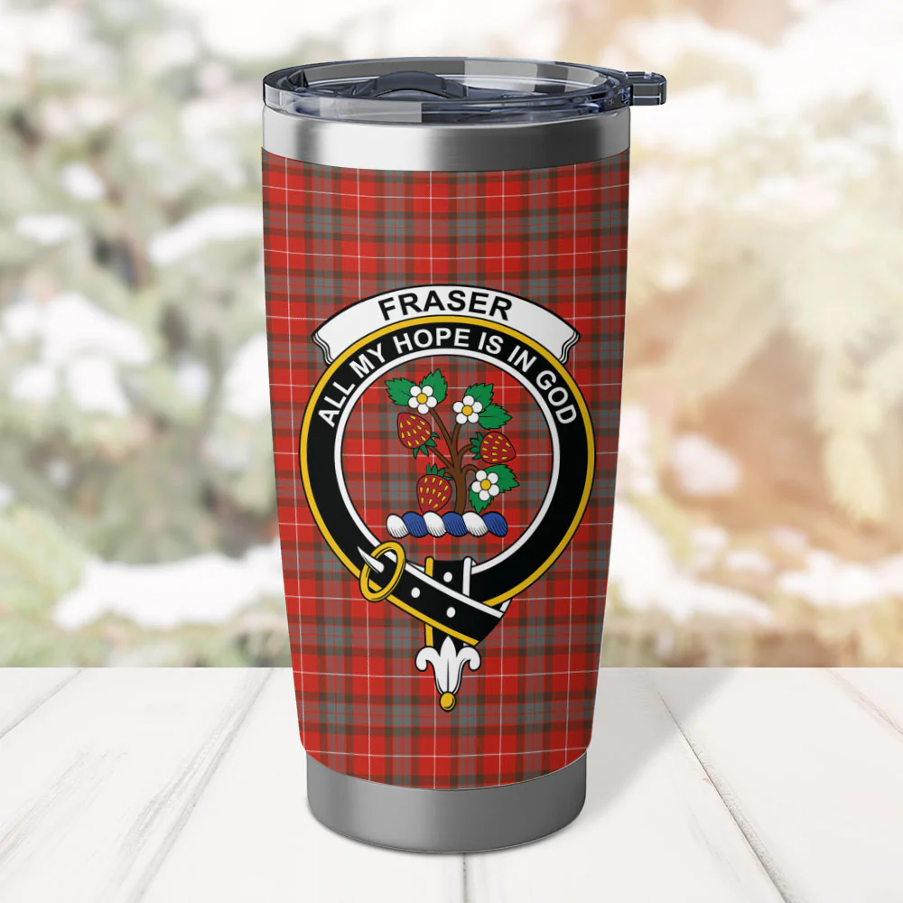 Scottish Fraser Weathered Clan Badge Tartan Tumbler - Image 2