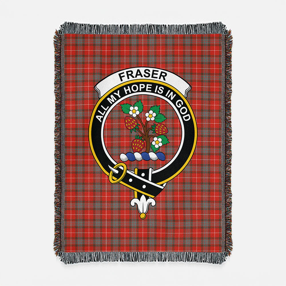 Scottish Fraser Weathered Clan Badge Tartan Woven Blanket - Image 2