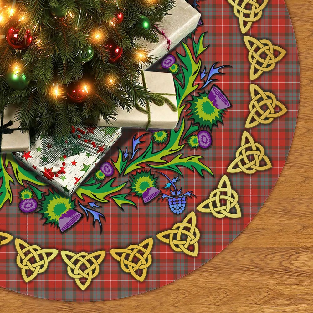 Scottish Fraser Weathered Tartan Thistle Celtic Knot Christmas Tree Skirt - Image 2