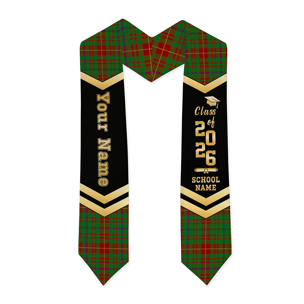 Scottish Fulton Clan Badge Tartan Graduation Stole Black Gold Honor - Image 3