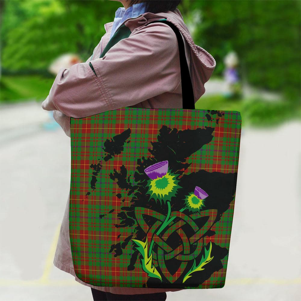 Scottish Fulton Tartan Canvas Bag With Shoulder Strap With Thistle - Image 2