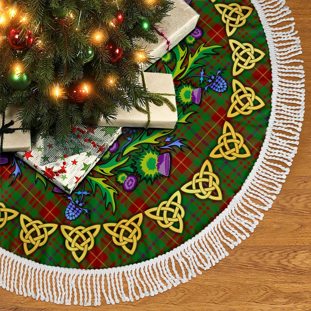 Scottish Fulton Tartan Thistle Celtic Knot Christmas Tree Skirt - Image 5