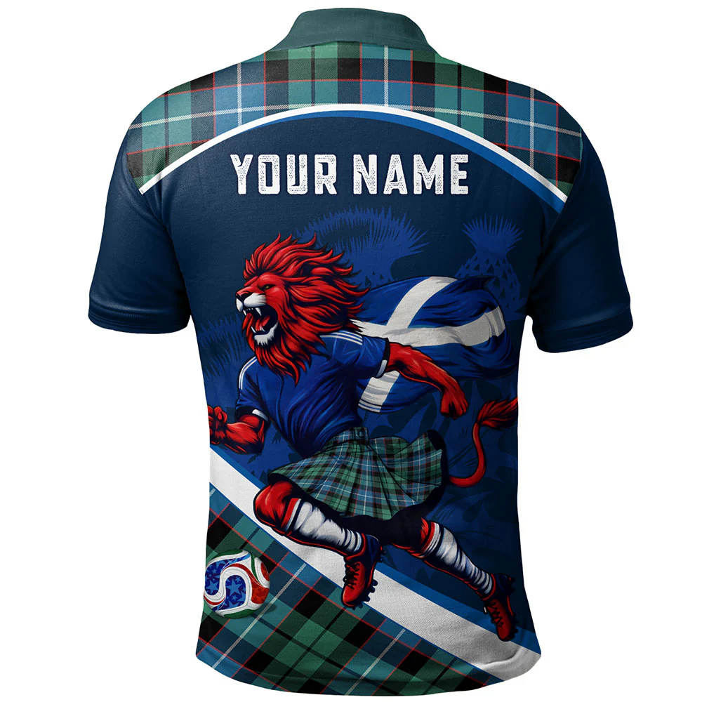 Scottish Galbraith Ancient Clan Badge Tartan Polo Shirt Scotland Lion Brave Highland Spirit - Image 2