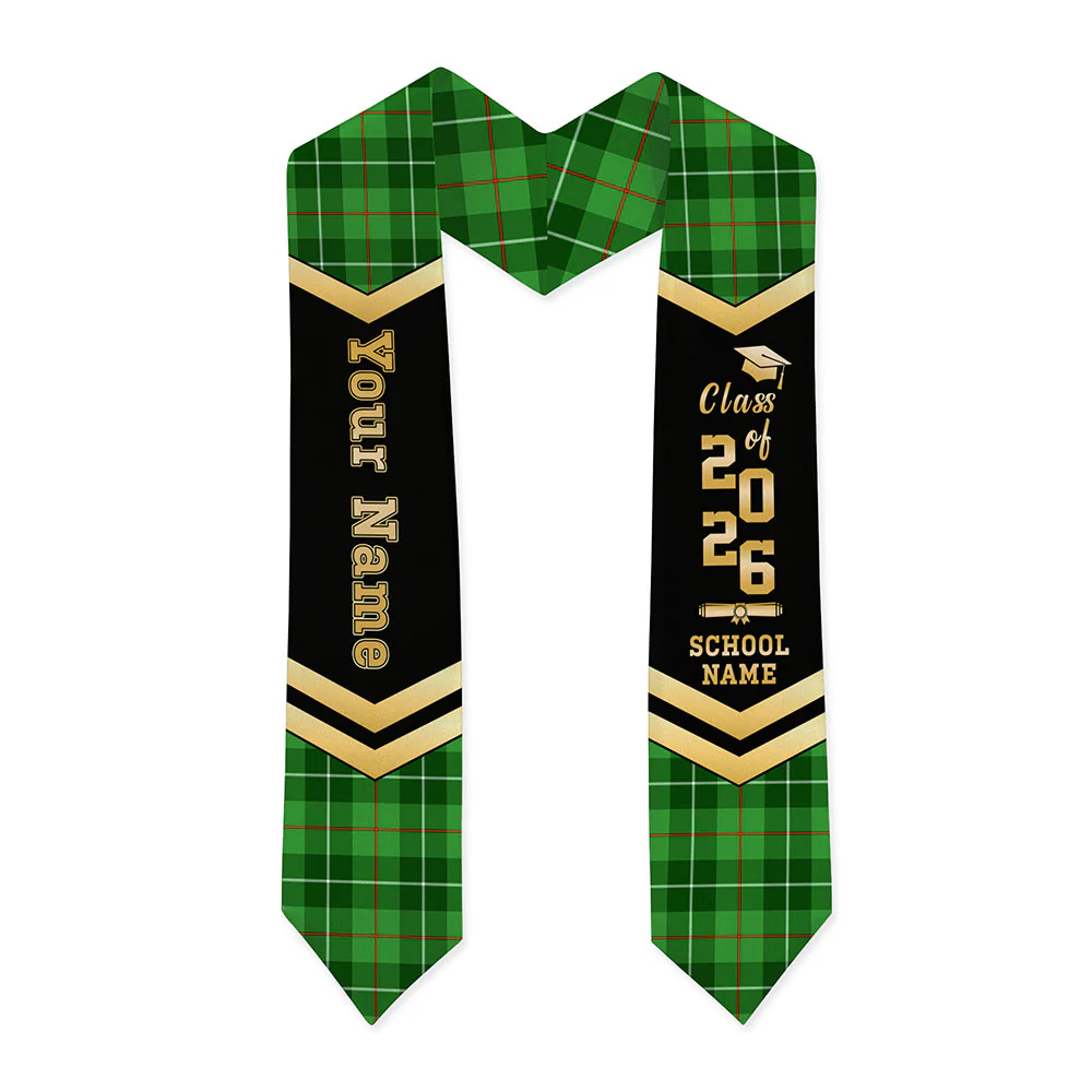 Scottish Galloway District Clan Badge Tartan Graduation Stole Black Gold Honor - Image 3
