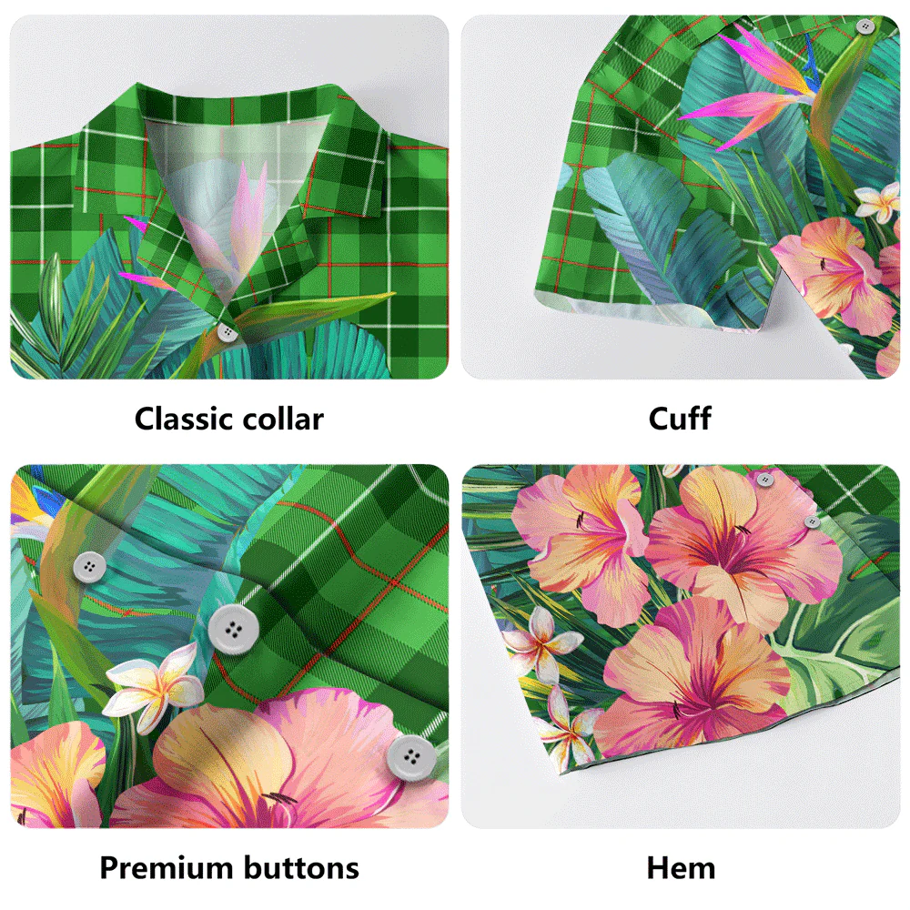 Scottish Galloway District Clan Badge Tartan Hawaiian Shirt Bouquet Tropical Style - Image 5