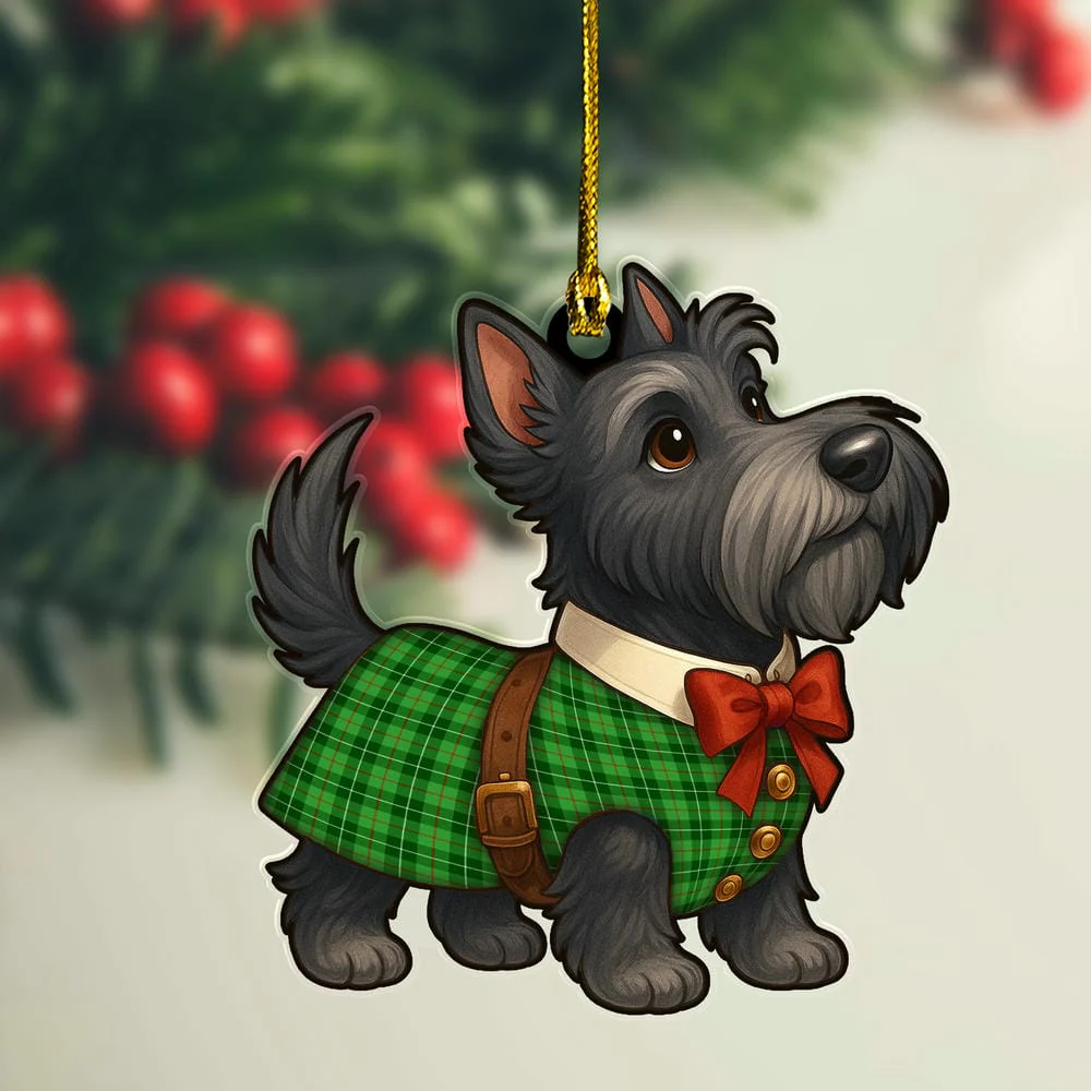 Scottish Galloway District Tartan Ornament Scottie Dog