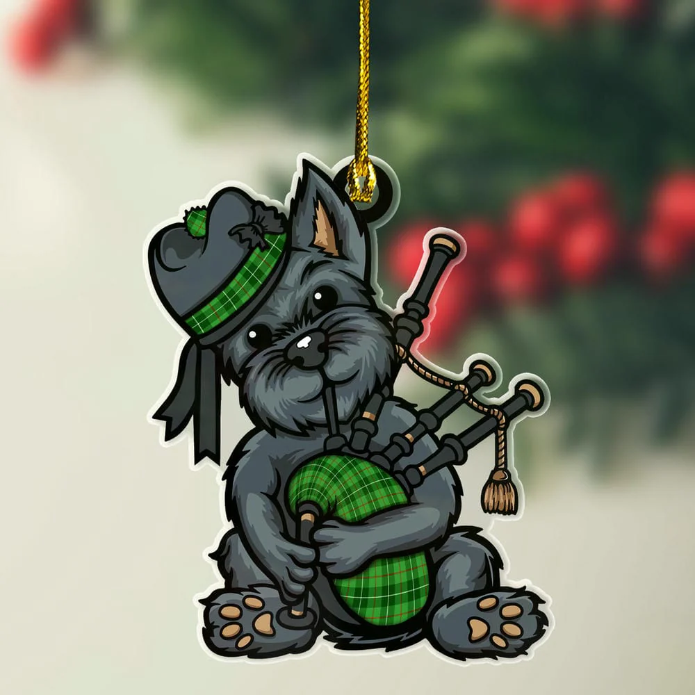 Scottish Galloway District Tartan Ornament Scottish Terrier Plays The Bagpipes