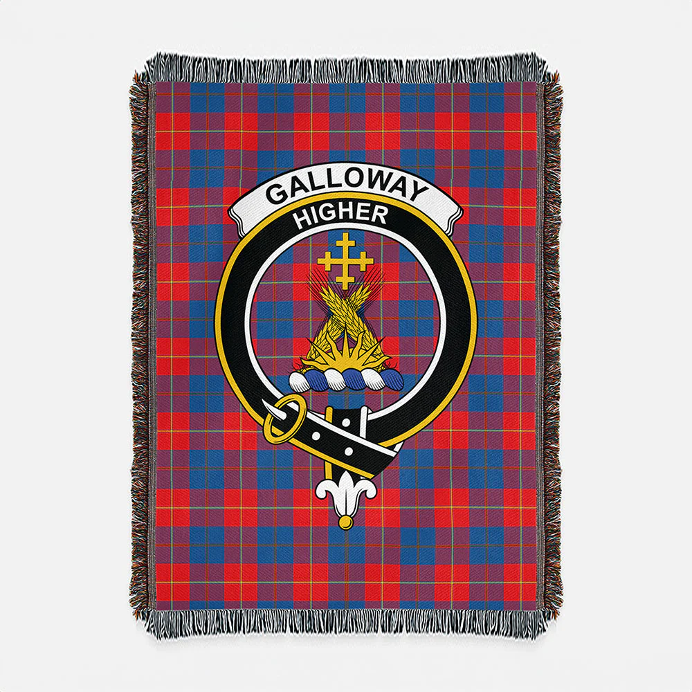 Scottish Galloway Red Clan Badge Tartan Woven Blanket - Image 2