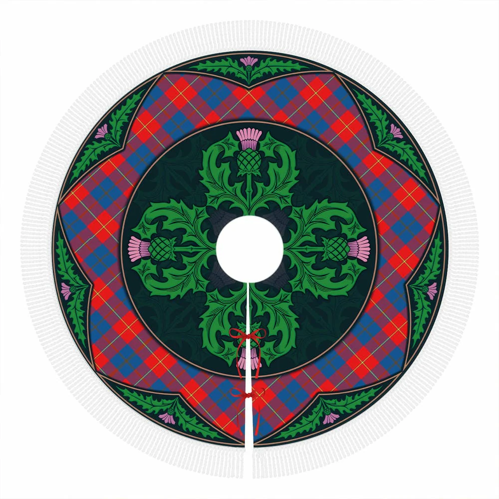 Scottish Galloway Red Tartan Christmas Tree Skirt Old Scottish Thistle Flower - Image 4