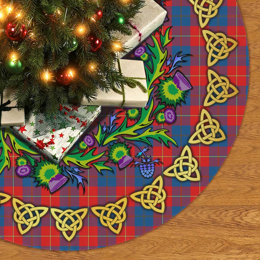 Scottish Galloway Red Tartan Thistle Celtic Knot Christmas Tree Skirt - Image 2