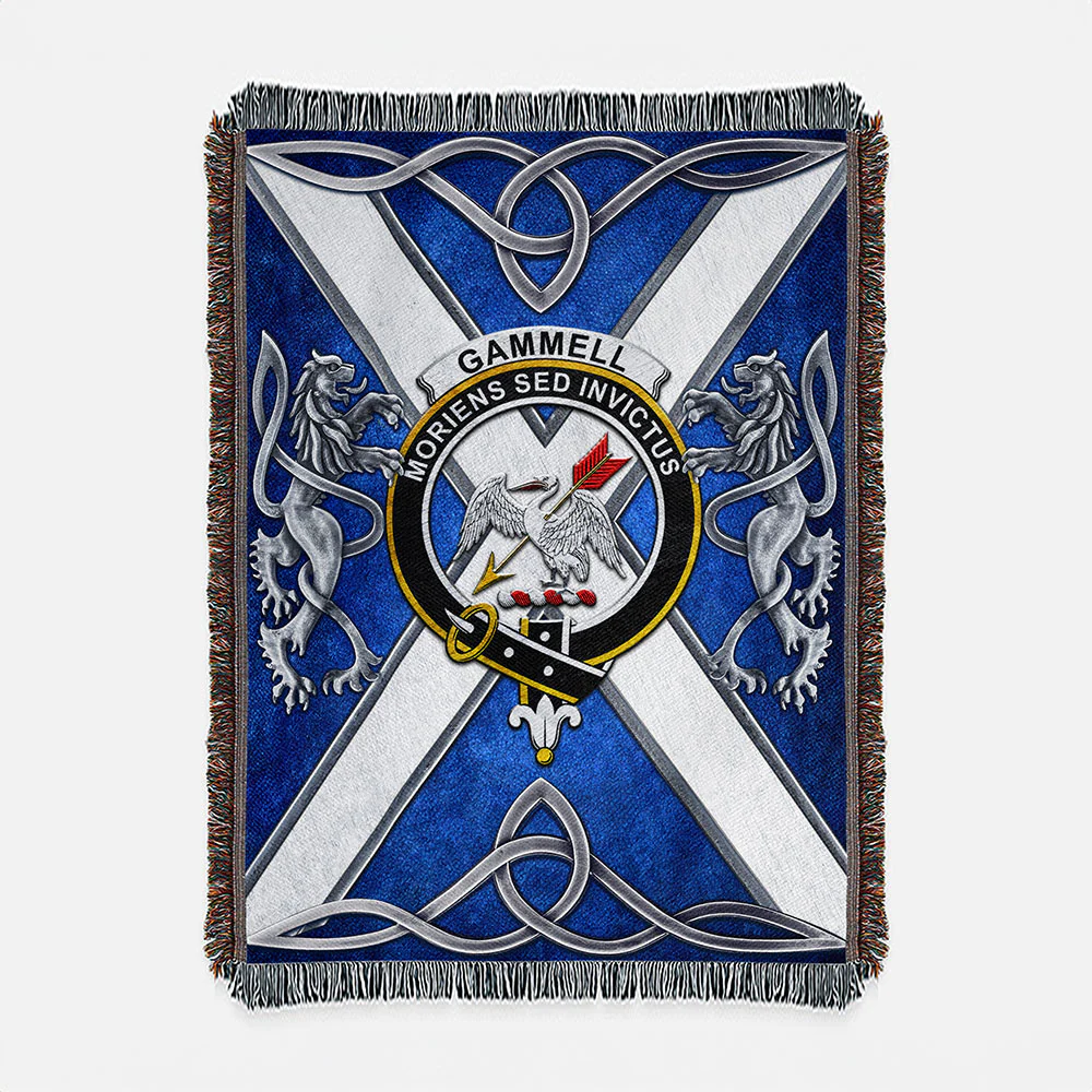 Scottish Gammell Clan Badge Woven Blanket Silver Rampant Lion Emblem