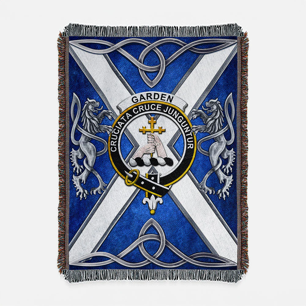 Scottish Garden Clan Badge Woven Blanket Silver Rampant Lion Emblem