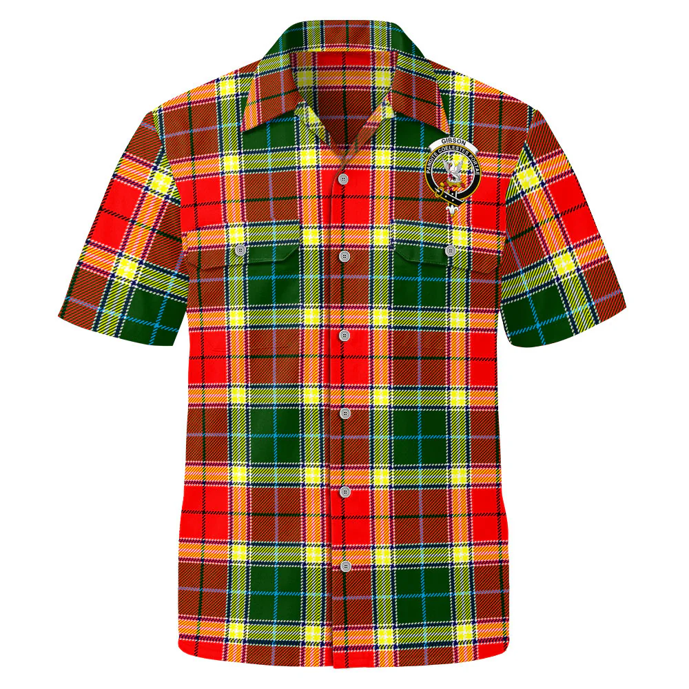 Scottish Gibbs Clan Badge Tartan Short Sleeve Work Shirt - Image 2