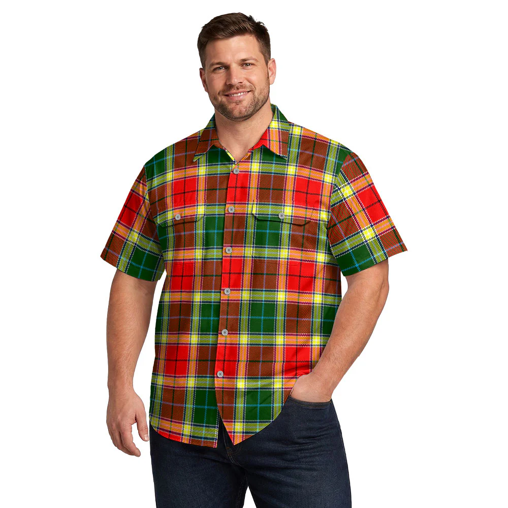 Scottish Gibbs Clan Badge Tartan Short Sleeve Work Shirt - Image 4