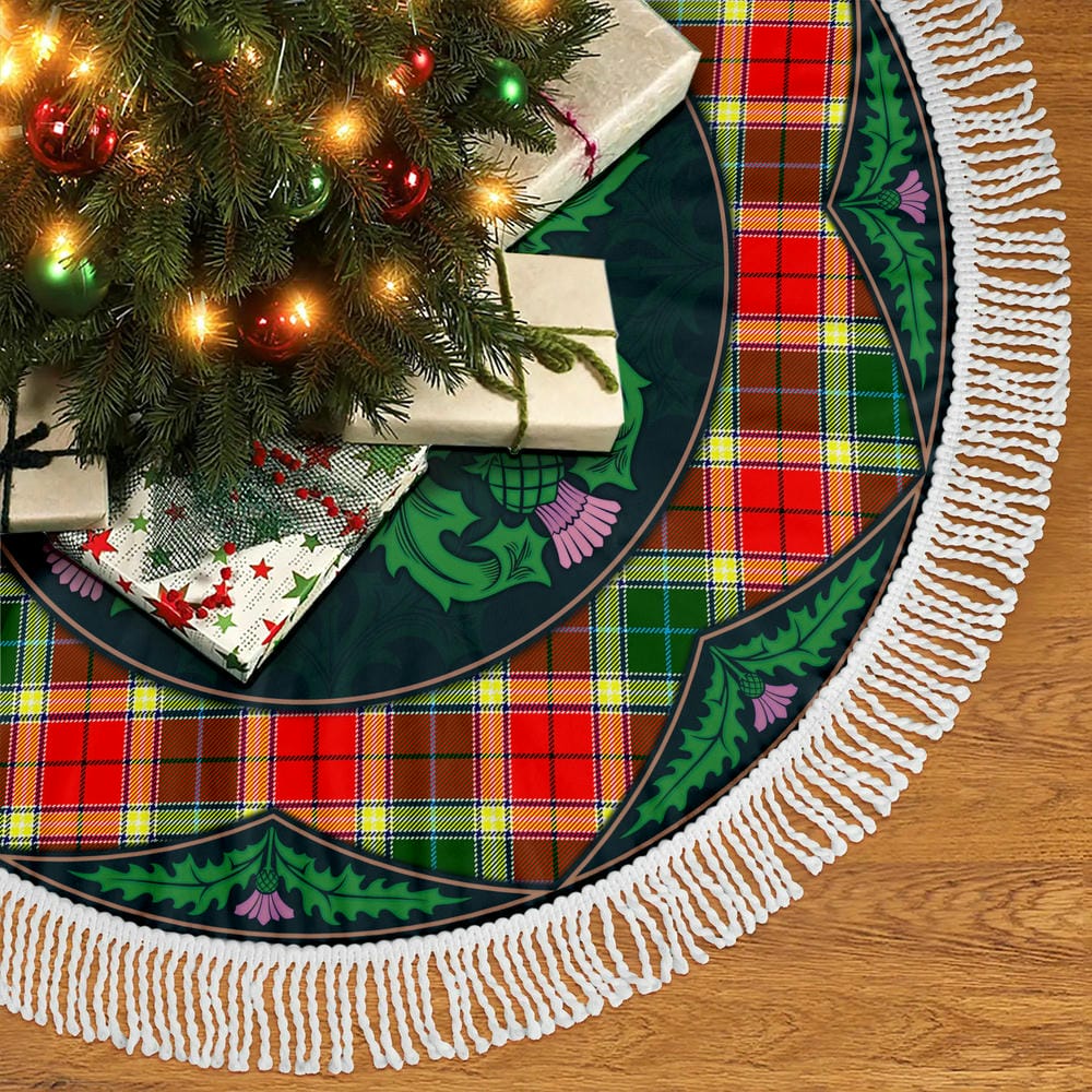 Scottish Gibbs Tartan Christmas Tree Skirt Old Scottish Thistle Flower - Image 5