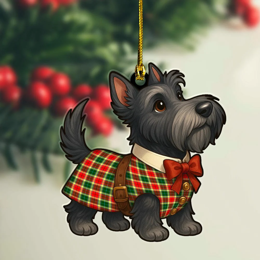 Scottish Gibbs Tartan Ornament Scottie Dog