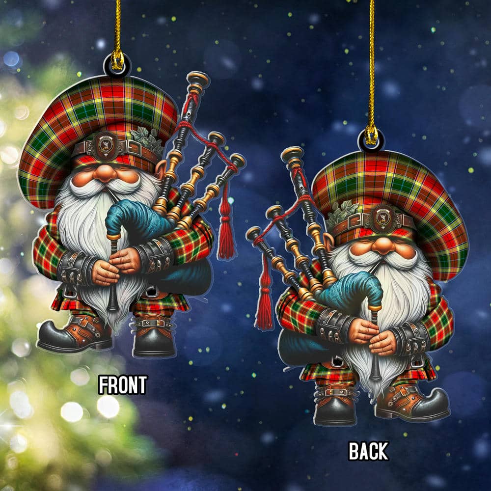 Scottish Gibson Clan Badge Tartan Bagpiper Gnome Ornament - Image 2