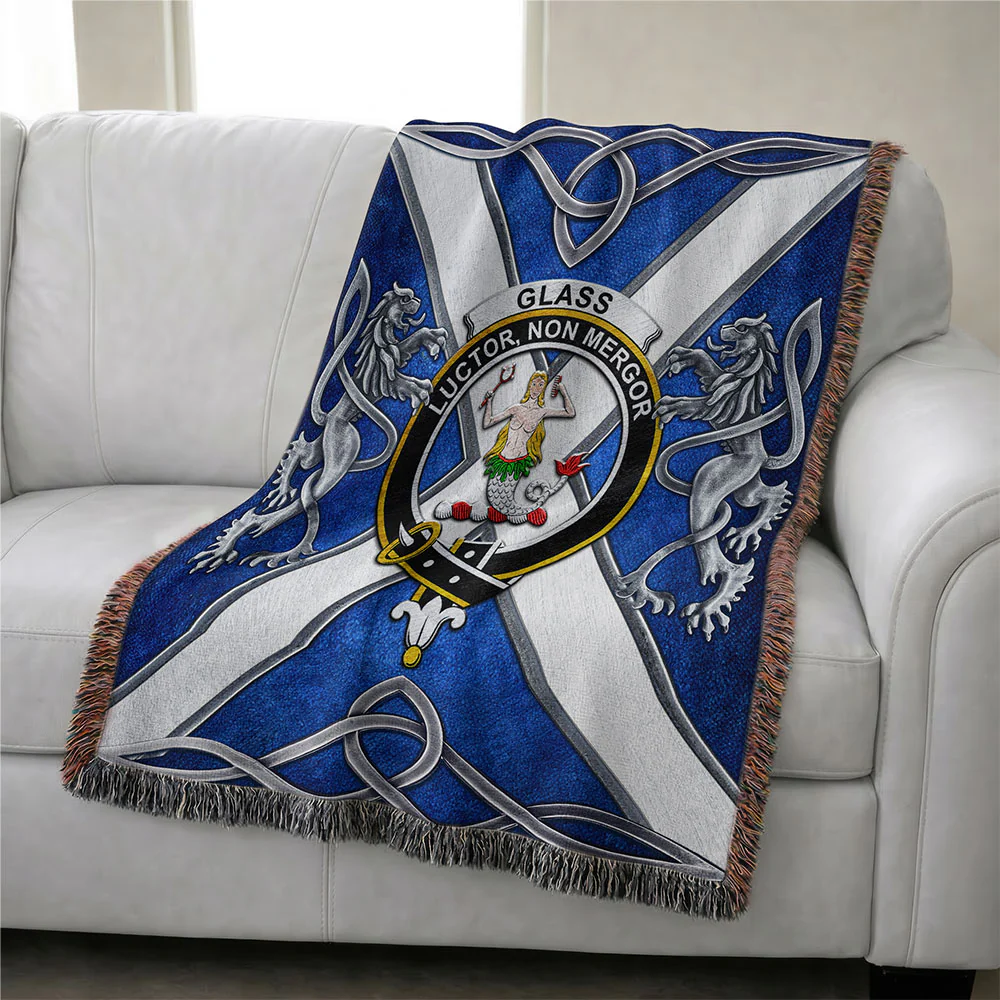 Scottish Glass Clan Badge Woven Blanket Silver Rampant Lion Emblem - Image 3