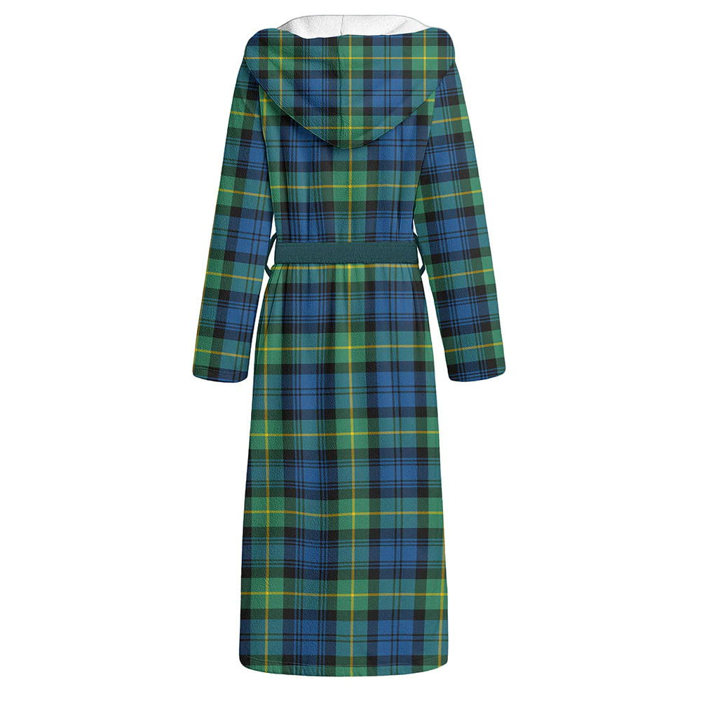Scottish Gordon Ancient Clan Badge Tartan Flannel Hooded Bathrobe - Image 2