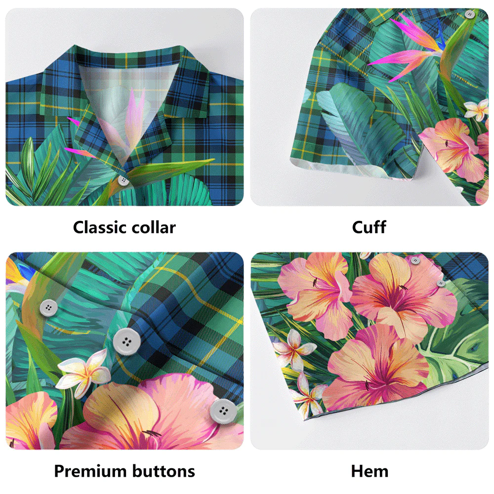 Scottish Gordon Ancient Clan Badge Tartan Hawaiian Shirt Bouquet Tropical Style - Image 5