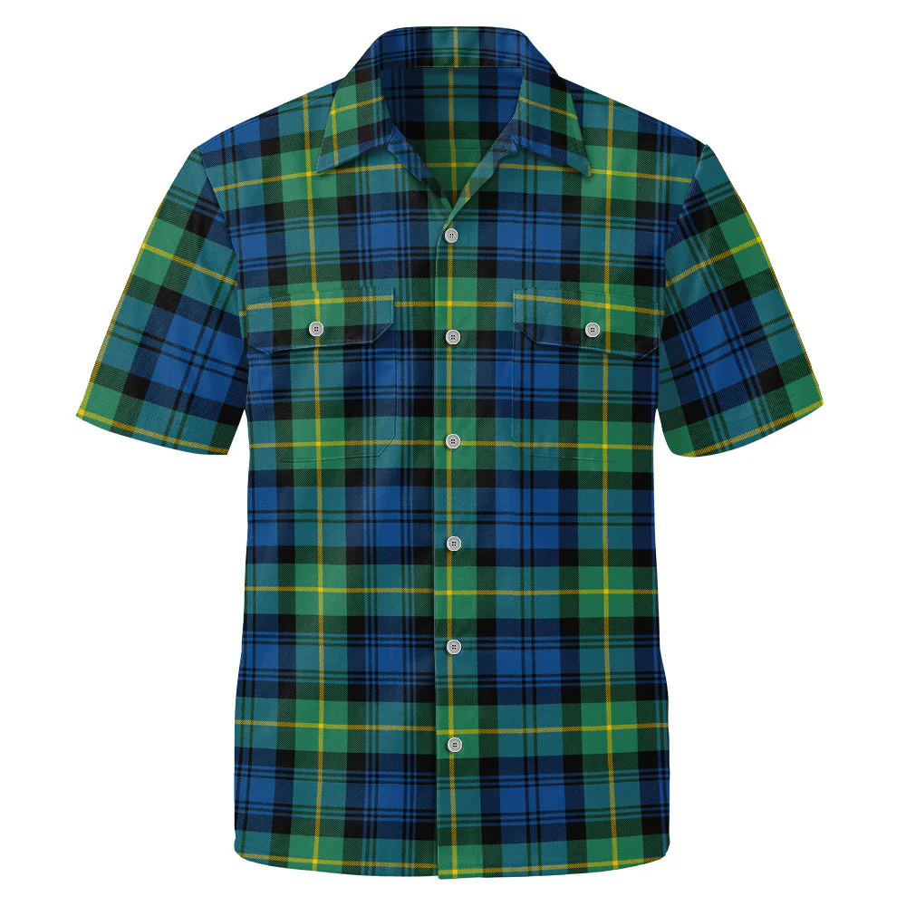 Scottish Gordon Ancient Clan Badge Tartan Short Sleeve Work Shirt