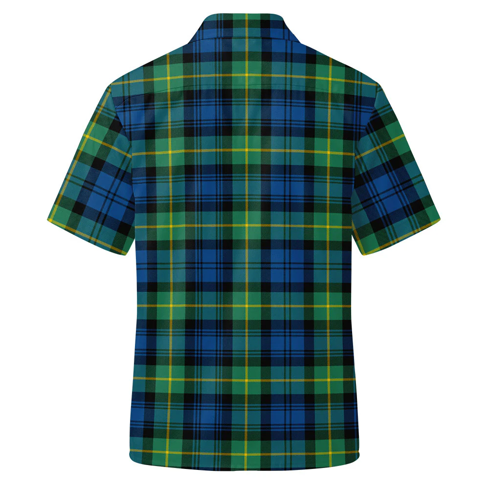 Scottish Gordon Ancient Clan Badge Tartan Short Sleeve Work Shirt - Image 3