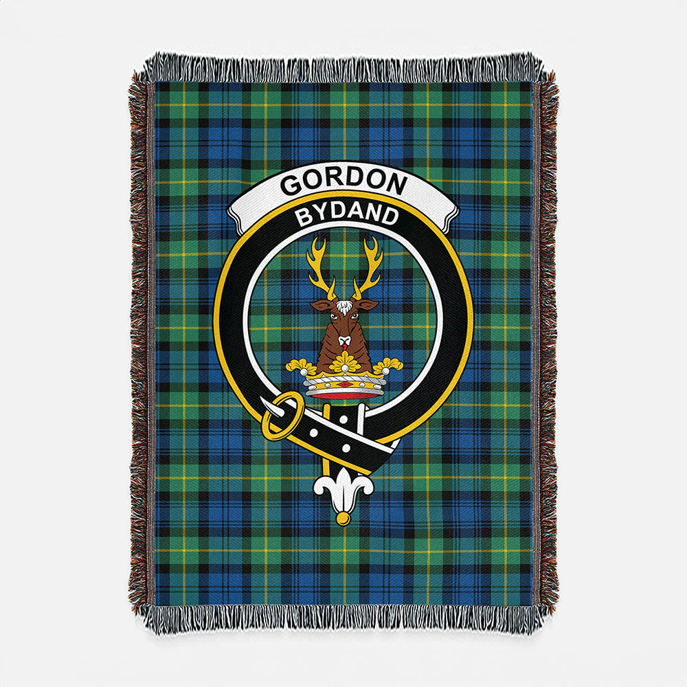 Scottish Gordon Ancient Clan Badge Tartan Woven Blanket - Image 2