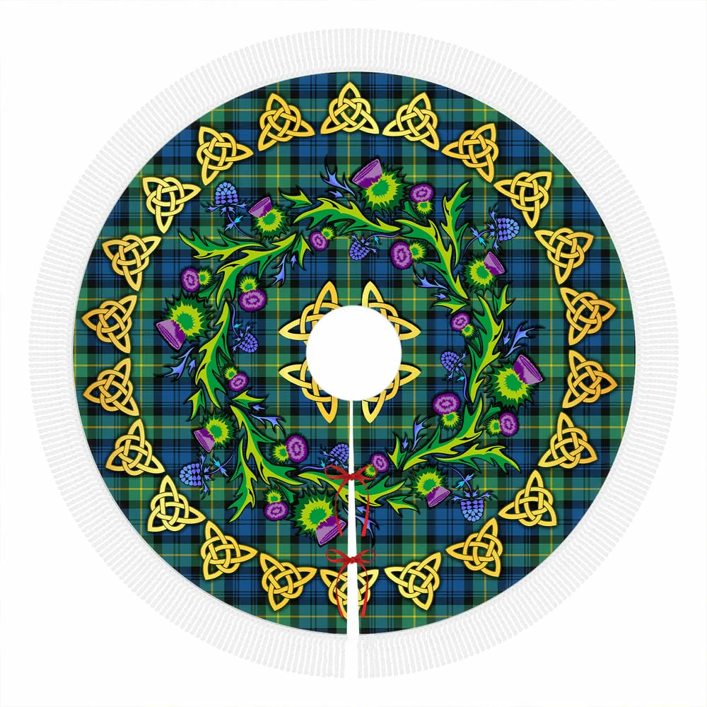 Scottish Gordon Ancient Tartan Thistle Celtic Knot Christmas Tree Skirt - Image 4