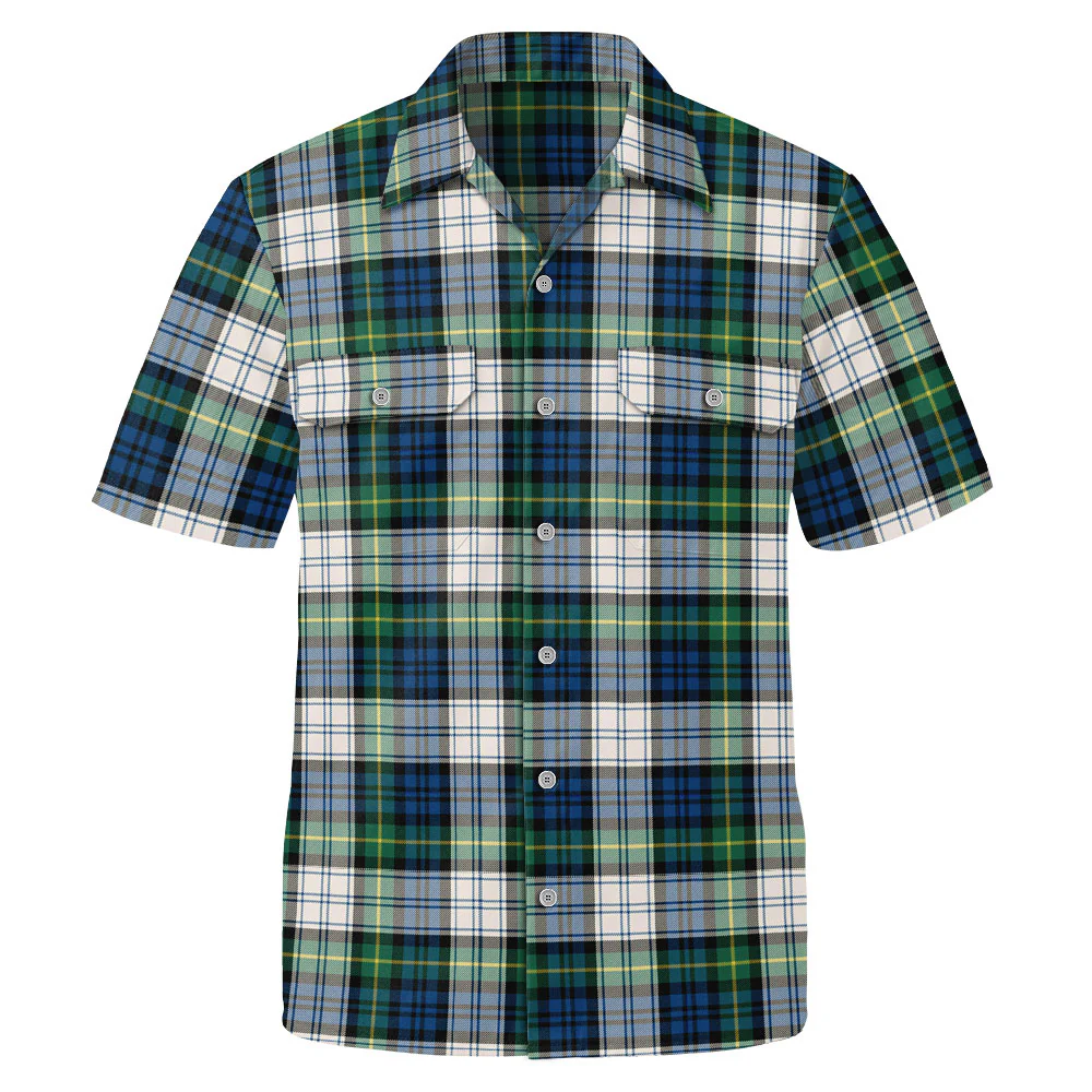 Scottish Gordon Dress Ancient Clan Badge Tartan Short Sleeve Work Shirt