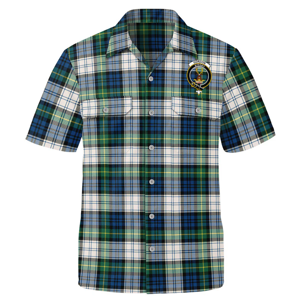 Scottish Gordon Dress Ancient Clan Badge Tartan Short Sleeve Work Shirt - Image 2