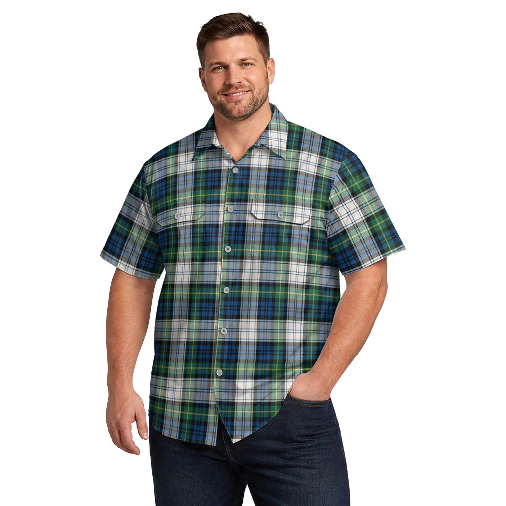 Scottish Gordon Dress Ancient Clan Badge Tartan Short Sleeve Work Shirt - Image 4