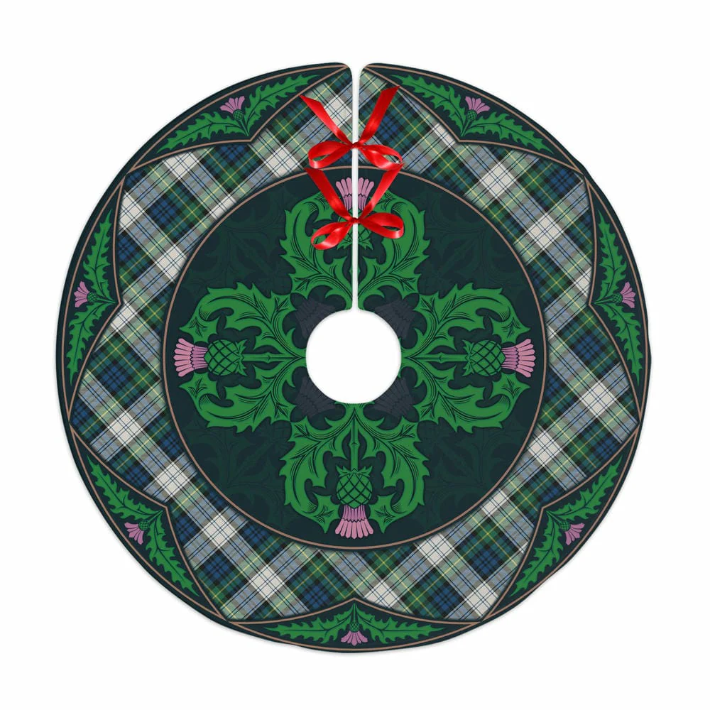 Scottish Gordon Dress Ancient Tartan Christmas Tree Skirt Old Scottish Thistle Flower