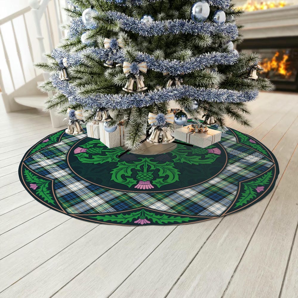 Scottish Gordon Dress Ancient Tartan Christmas Tree Skirt Old Scottish Thistle Flower - Image 3