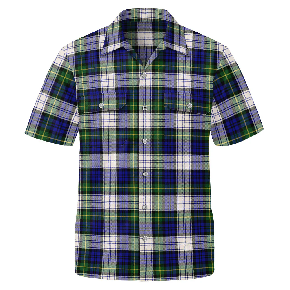 Scottish Gordon Dress Modern Clan Badge Tartan Short Sleeve Work Shirt
