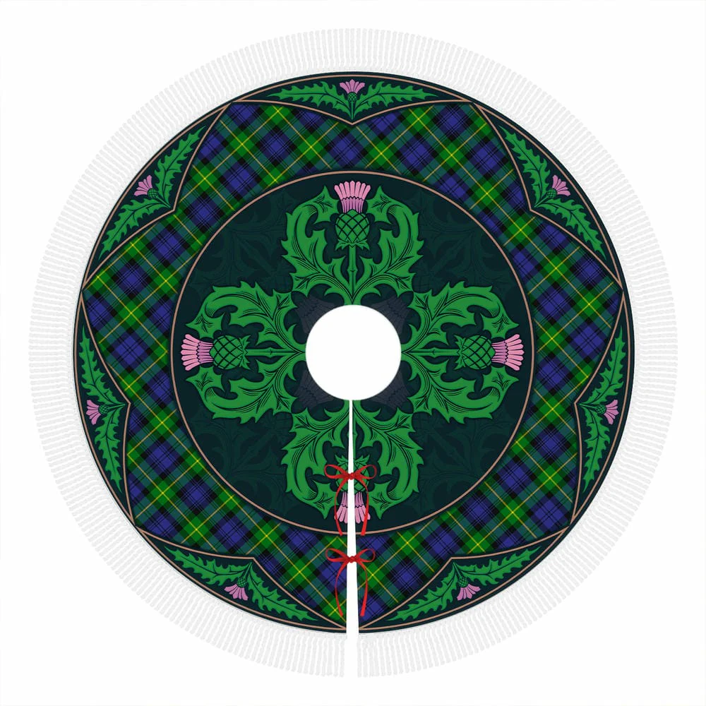 Scottish Gordon Modern Tartan Christmas Tree Skirt Old Scottish Thistle Flower - Image 4